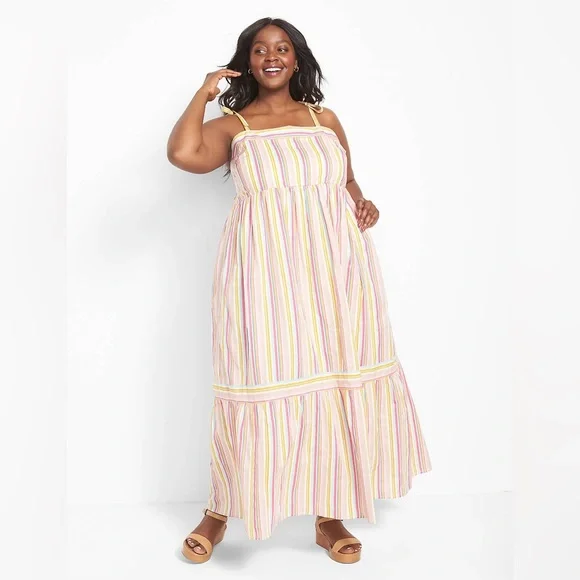 LANE BRYANT Tie-Strap Tiered Maxi Dress